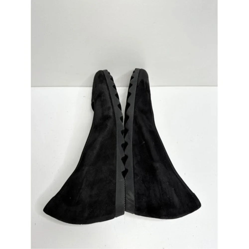 Gabor Sacchetto Black Suede Wedge Pumps Round Toe Scalloped‎ Sole Shoes 9.5